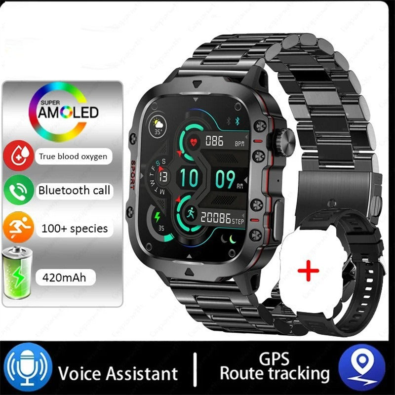 Heren Smartwatch | Draadloos Bellen & Berichten | Roestvrijstalen Band | Voor iPhone & Android
