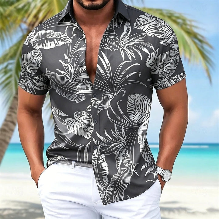 Heren Shirt | Bladerenpatroon | Resort Look | Zomer