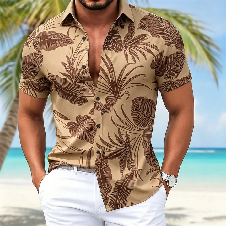 Heren Shirt | Bladerenpatroon | Resort Look | Zomer