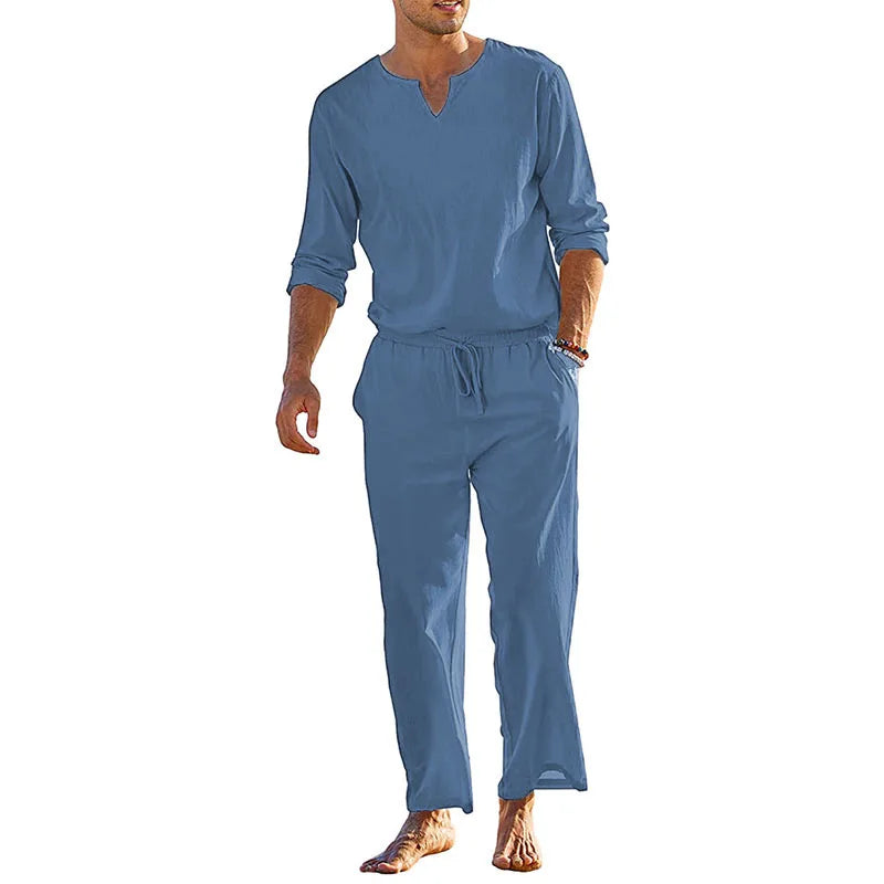 Heren Set | Straight | Lange Mouw Met Elastische Taille | Zomer