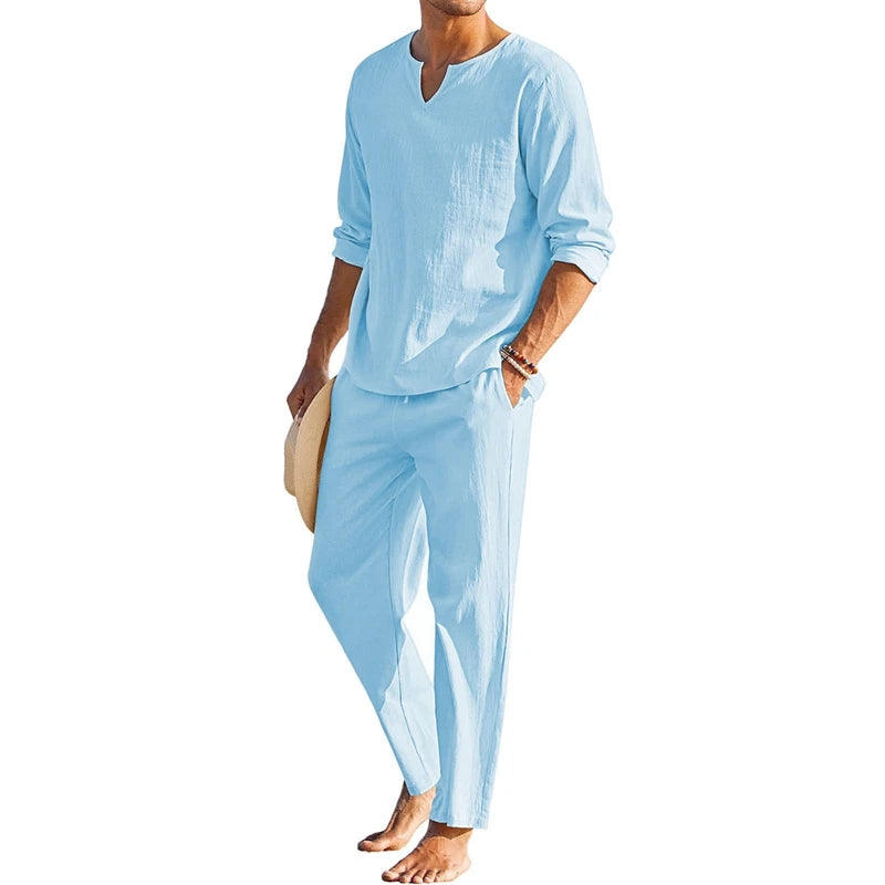 Heren Set | Straight | Lange Mouw Met Elastische Taille | Zomer