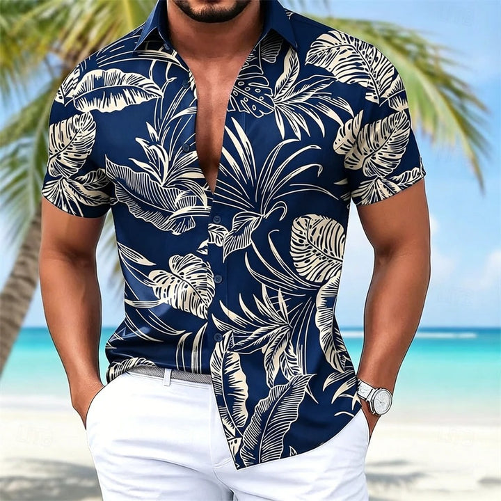 Heren Shirt | Bladerenpatroon | Resort Look | Zomer