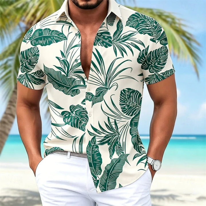 Heren Shirt | Bladerenpatroon | Resort Look | Zomer