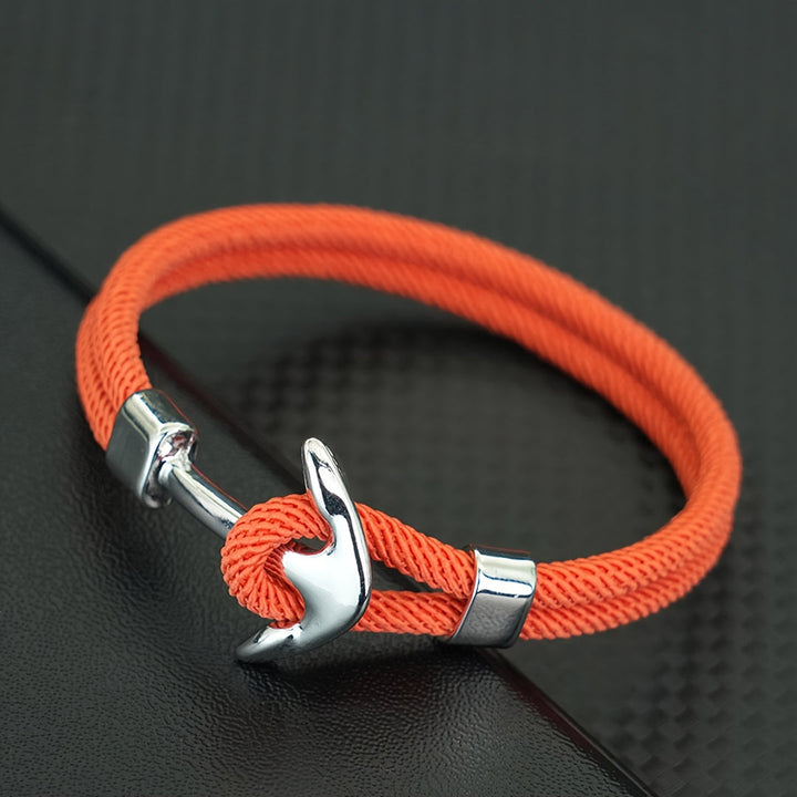 Heren Armband | Nautisch Milanese Touw | Zilveren Anker & Sportief Design | Nylon