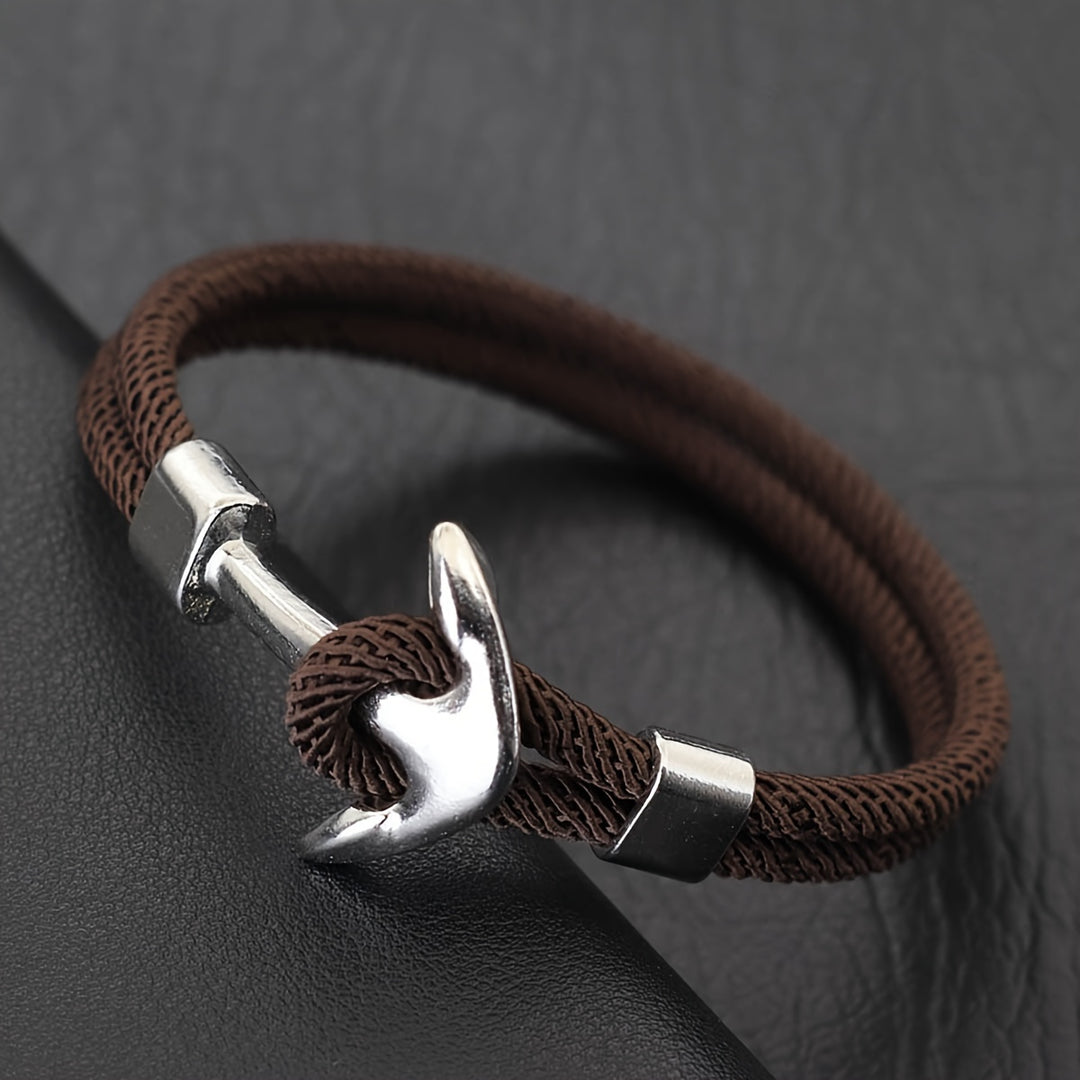 Heren Armband | Nautisch Milanese Touw | Zilveren Anker & Sportief Design | Nylon
