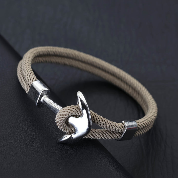 Heren Armband | Nautisch Milanese Touw | Zilveren Anker & Sportief Design | Nylon