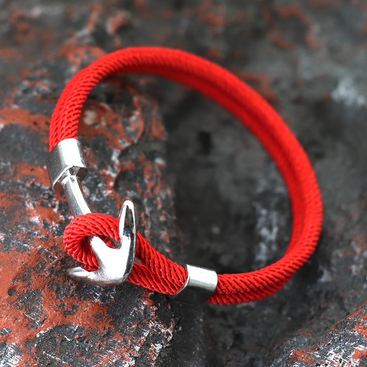 Heren Armband | Nautisch Milanese Touw | Zilveren Anker & Sportief Design | Nylon