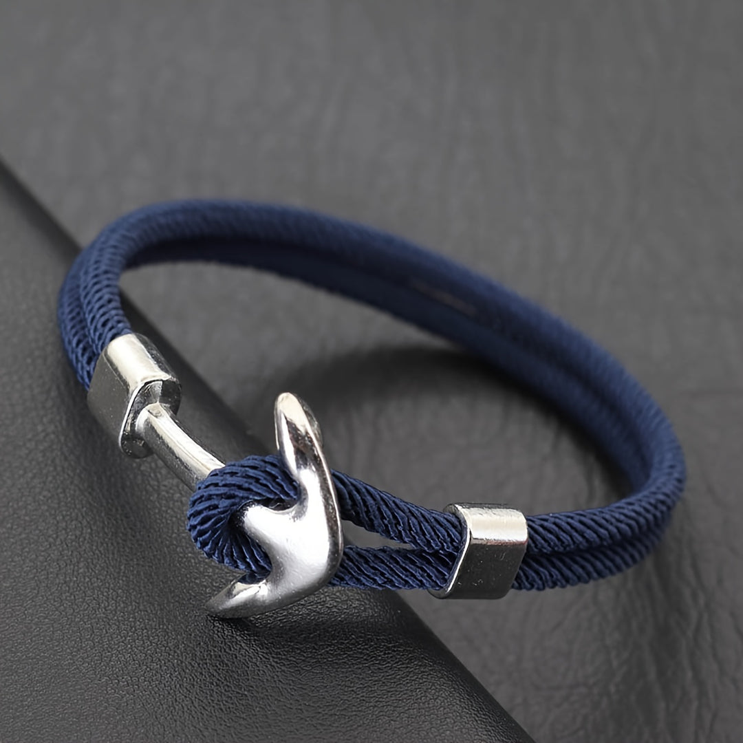 Heren Armband | Nautisch Milanese Touw | Zilveren Anker & Sportief Design | Nylon