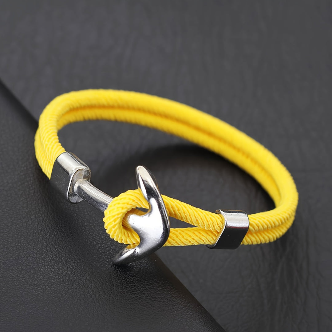 Heren Armband | Nautisch Milanese Touw | Zilveren Anker & Sportief Design | Nylon