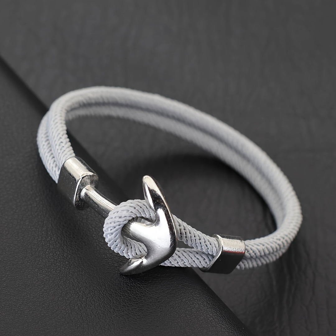Heren Armband | Nautisch Milanese Touw | Zilveren Anker & Sportief Design | Nylon