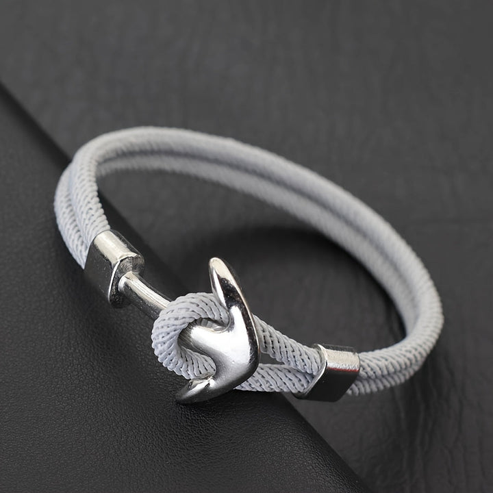 Heren Armband | Nautisch Milanese Touw | Zilveren Anker & Sportief Design | Nylon