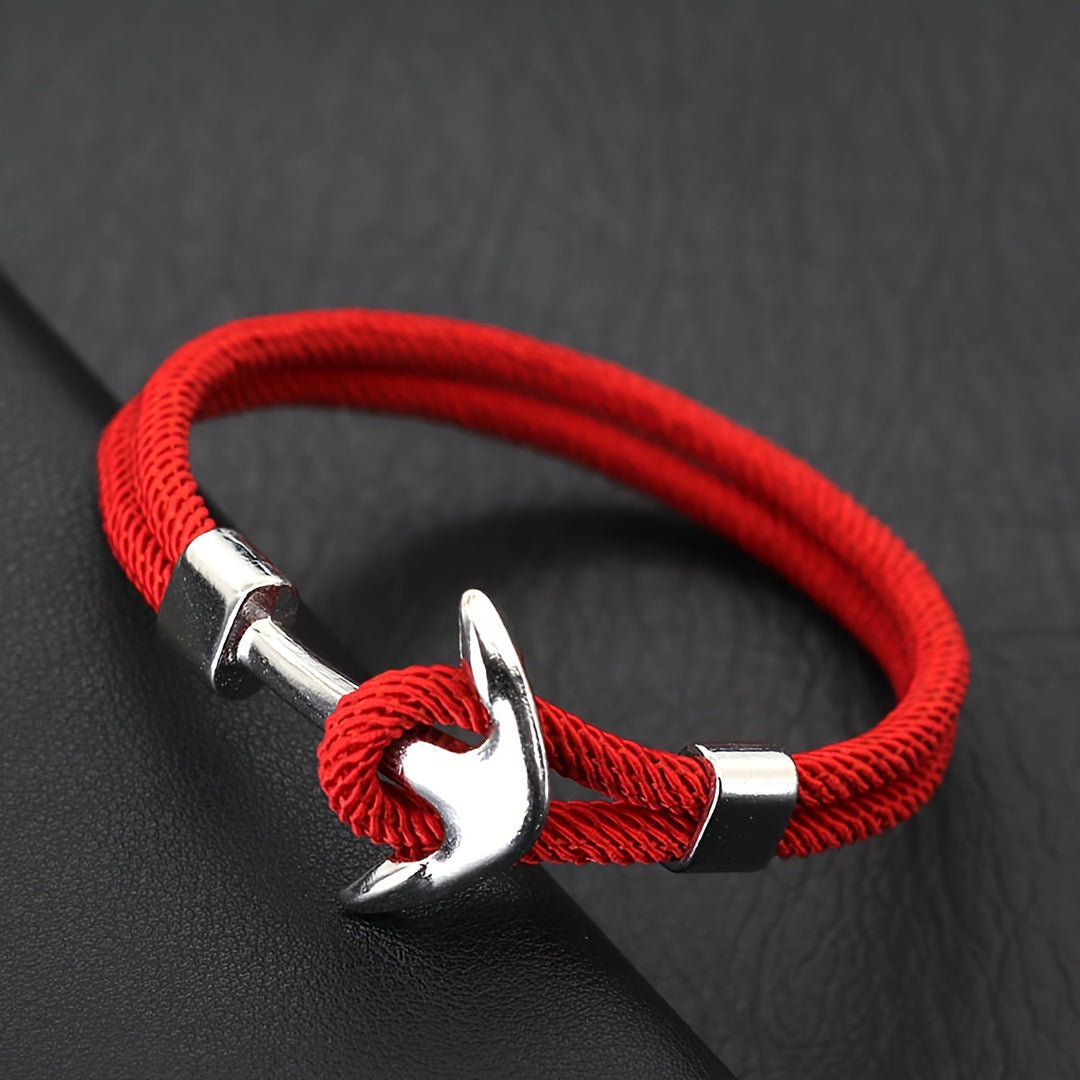 Heren Armband | Nautisch Milanese Touw | Zilveren Anker & Sportief Design | Nylon
