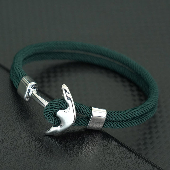 Heren Armband | Nautisch Milanese Touw | Zilveren Anker & Sportief Design | Nylon