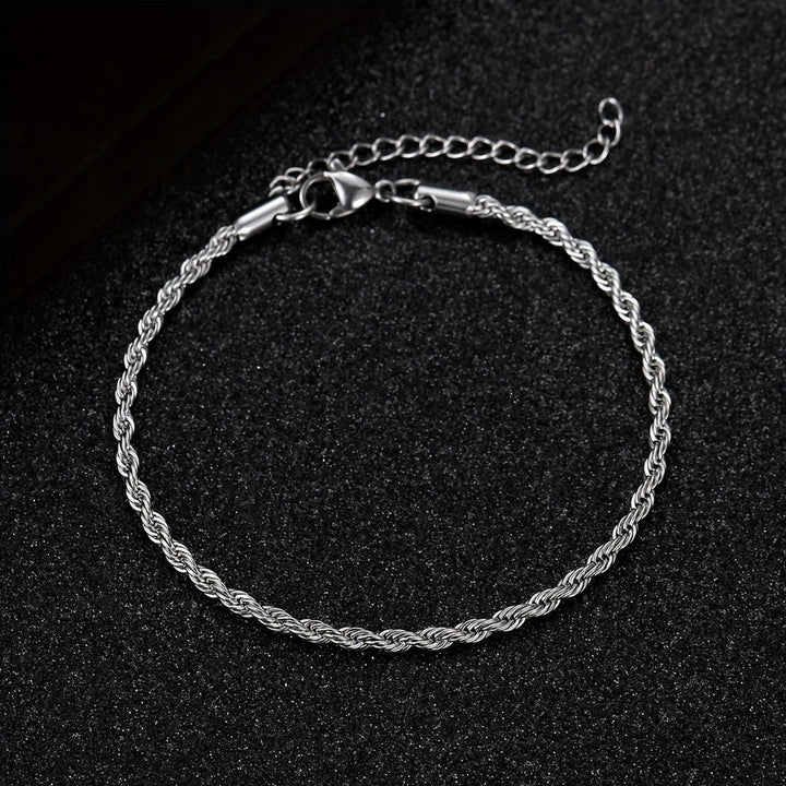 Heren Armband | Gedraaide Touwketting | Stijlvol & Modern Design | Roestvrij Staal