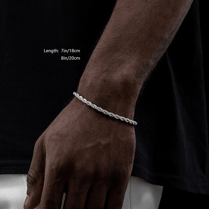 Heren Armband | Gedraaide Touwketting | Stijlvol & Modern Design | Roestvrij Staal