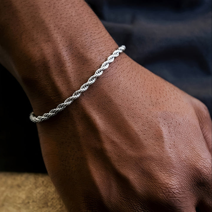 Heren Armband | Gedraaide Touwketting | Stijlvol & Modern Design | Roestvrij Staal