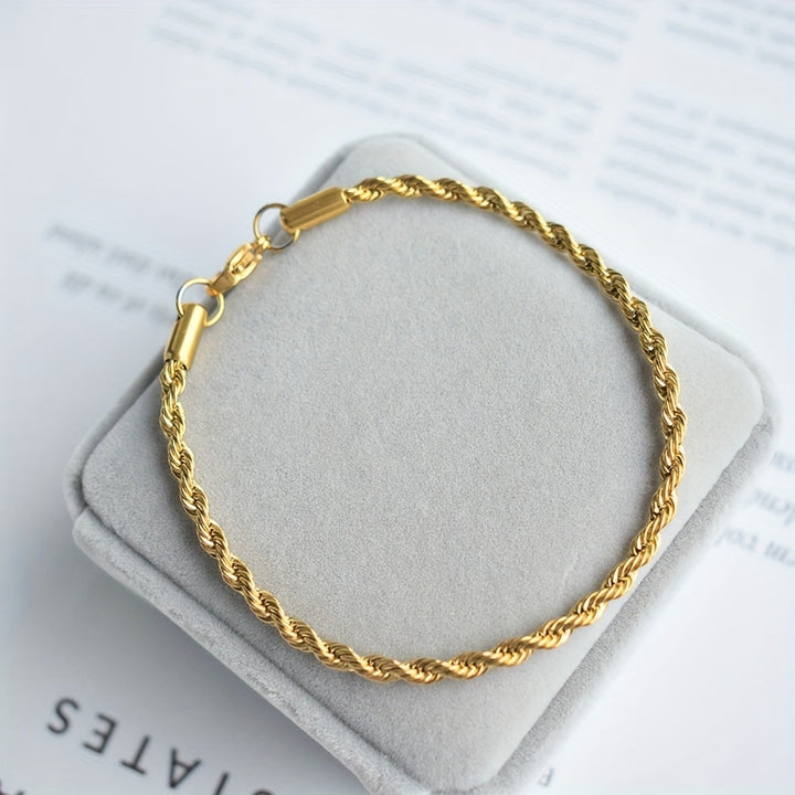 Heren Armband | Gedraaide Touwketting | Stijlvol & Modern Design | Roestvrij Staal