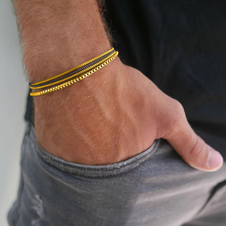 Heren Armbanden Set | 4-Delige Schakelarmbanden | Duurzaam & Onverguld | RVS