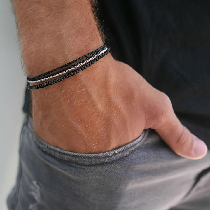 Heren Armbanden Set | 4-Delige Schakelarmbanden | Duurzaam & Onverguld | RVS
