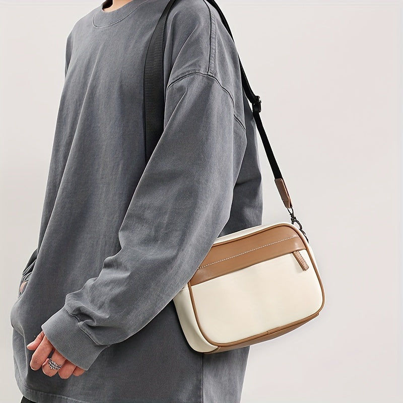 Heren Crossbody Tas | PU Leer | Compact & Contrasterend Design | Verstelbare Riem – Cadeauwaardig