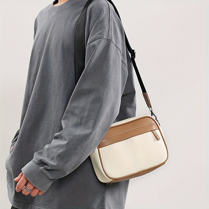 Heren Crossbody Tas | PU Leer | Compact & Contrasterend Design | Verstelbare Riem – Cadeauwaardig