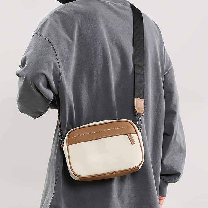 Heren Crossbody Tas | PU Leer | Compact & Contrasterend Design | Verstelbare Riem – Cadeauwaardig
