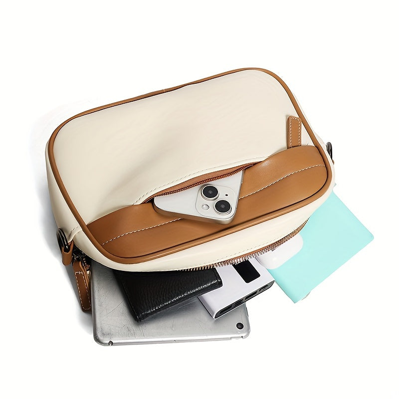 Heren Crossbody Tas | PU Leer | Compact & Contrasterend Design | Verstelbare Riem – Cadeauwaardig