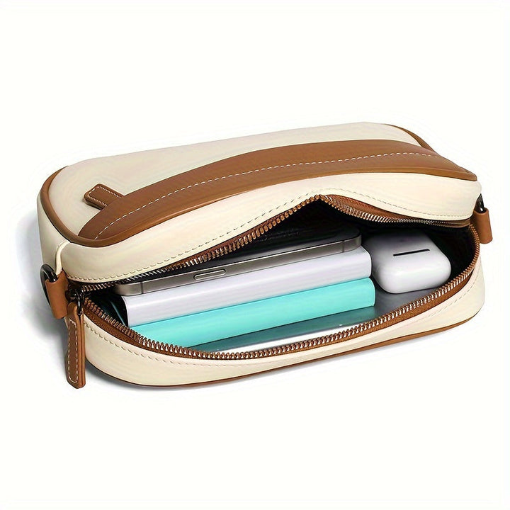 Heren Crossbody Tas | PU Leer | Compact & Contrasterend Design | Verstelbare Riem – Cadeauwaardig