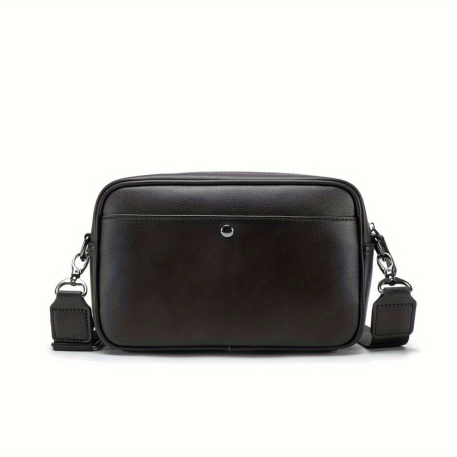 Heren Schoudertas | Vierkante Cameratas met Rits | Casual & Zakelijk | PU – Verstelbare Riem