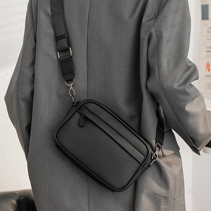 Heren Schoudertas | Vierkante Cameratas met Rits | Casual & Zakelijk | PU – Verstelbare Riem