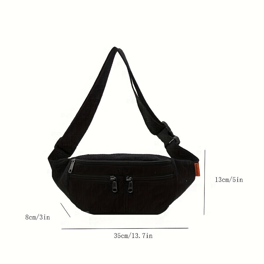 Heren Taille- & Crossbody Tas | Corduroy & Verstelbare Riem | Sportief & Functioneel