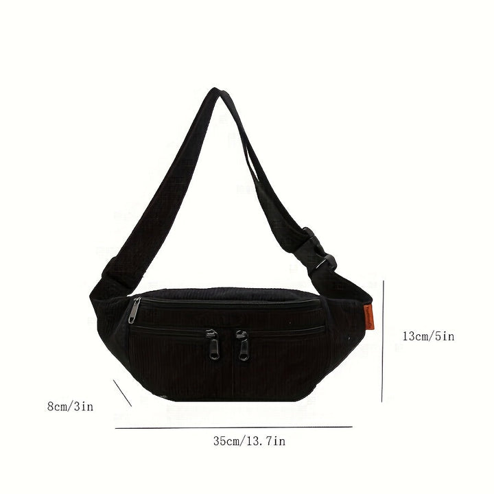 Heren Taille- & Crossbody Tas | Corduroy & Verstelbare Riem | Sportief & Functioneel