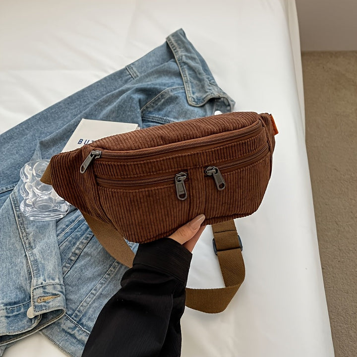 Heren Taille- & Crossbody Tas | Corduroy & Verstelbare Riem | Sportief & Functioneel