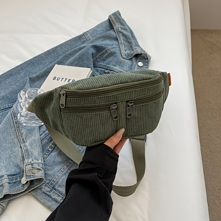 Heren Taille- & Crossbody Tas | Corduroy & Verstelbare Riem | Sportief & Functioneel