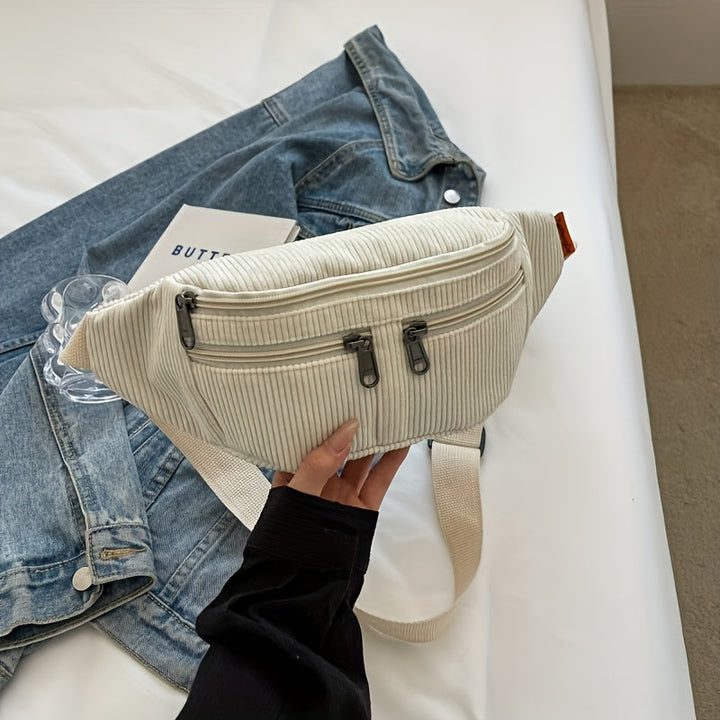 Heren Taille- & Crossbody Tas | Corduroy & Verstelbare Riem | Sportief & Functioneel