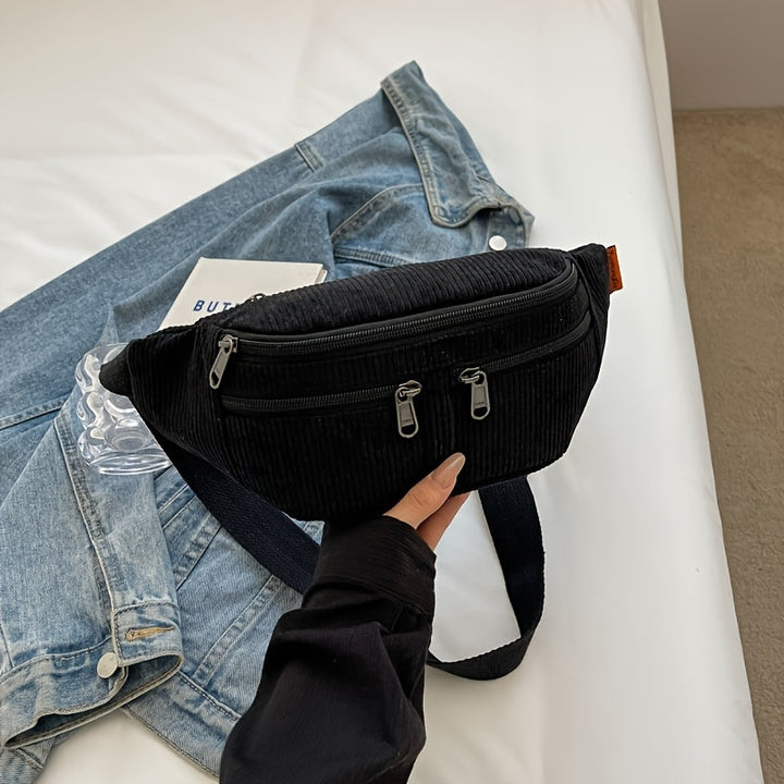 Heren Taille- & Crossbody Tas | Corduroy & Verstelbare Riem | Sportief & Functioneel
