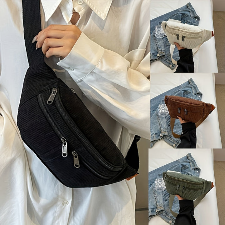 Heren Taille- & Crossbody Tas | Corduroy & Verstelbare Riem | Sportief & Functioneel