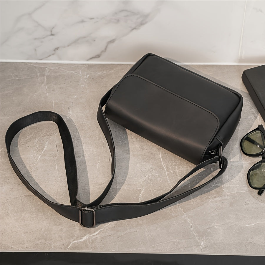 Heren Schoudertas | Minimalistisch Crossbody Design | Effen Zwart & Veelzijdig | PU Leer