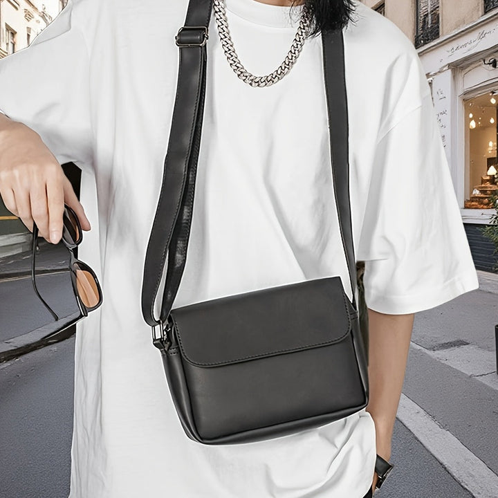 Heren Schoudertas | Minimalistisch Crossbody Design | Effen Zwart & Veelzijdig | PU Leer