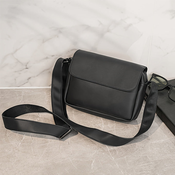 Heren Schoudertas | Minimalistisch Crossbody Design | Effen Zwart & Veelzijdig | PU Leer