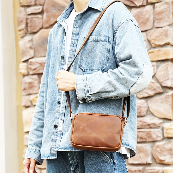 Heren Crossbody Tas | Vintage Stijl | Verstelbare Riem | PU