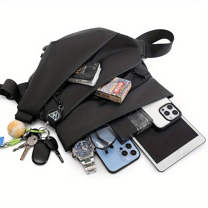 Heren Crossbody Tas | Robuust & Casual | Magnetische Gesp | Zwart Oxford
