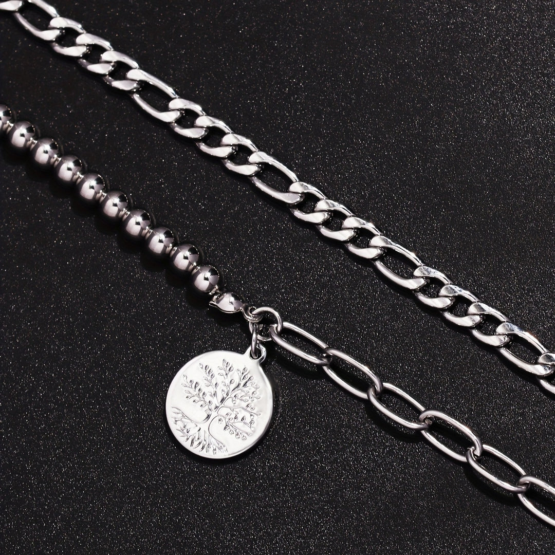 Heren Armband & Ketting Set | Levensboom Hanger | Roestvrij Staal | 2-delig