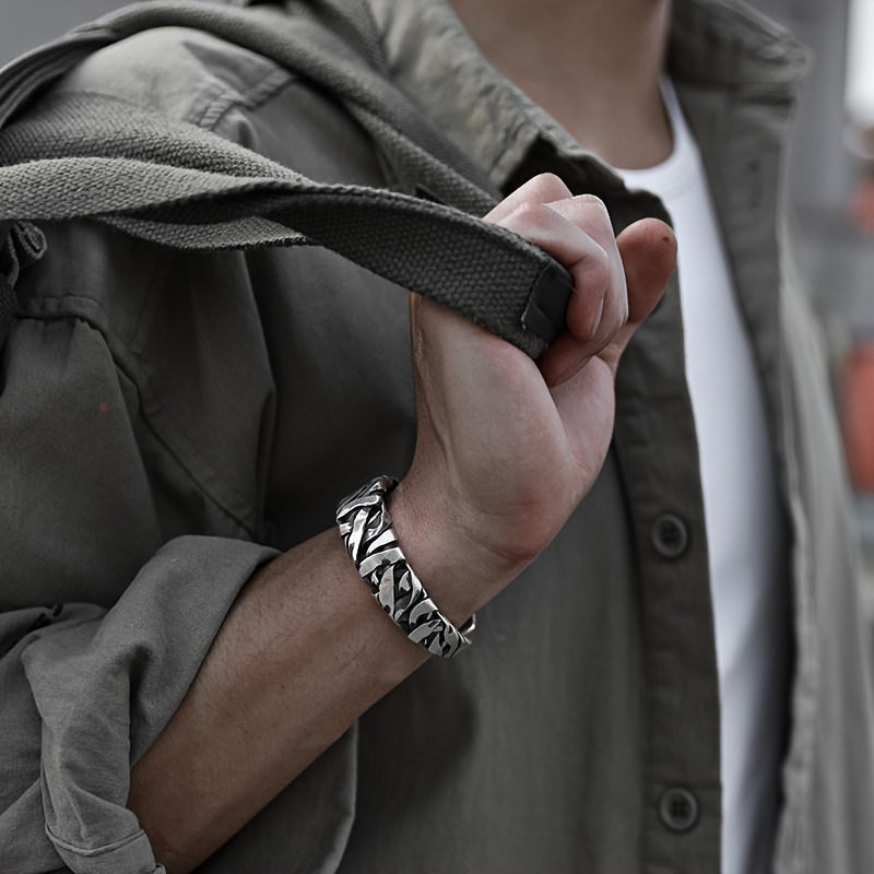 Heren Armband | Geweven Design | Retro Niche Look | Zinklegering met Open Sluiting