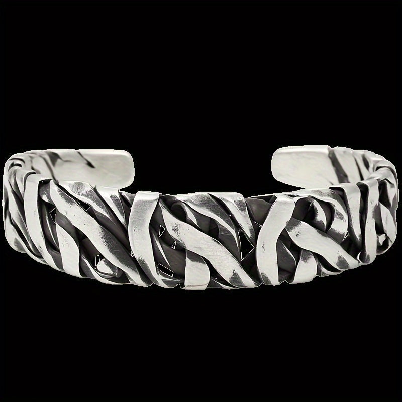 Heren Armband | Geweven Design | Retro Niche Look | Zinklegering met Open Sluiting