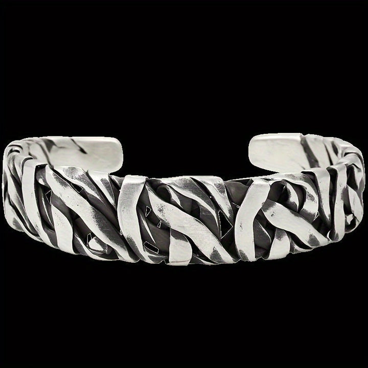 Heren Armband | Geweven Design | Retro Niche Look | Zinklegering met Open Sluiting