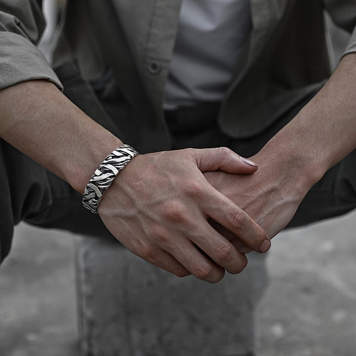 Heren Armband | Geweven Design | Retro Niche Look | Zinklegering met Open Sluiting
