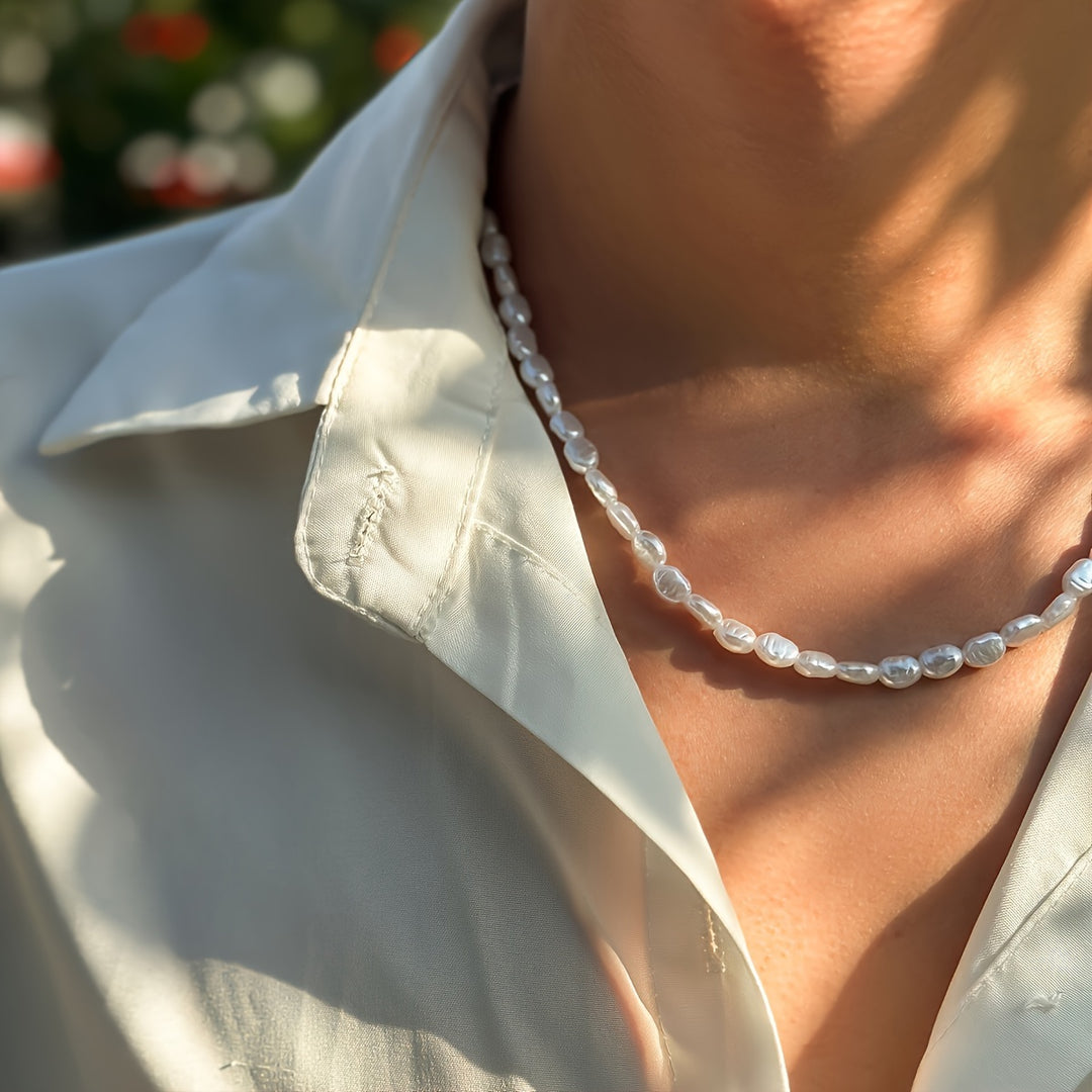 Heren Ketting | Barok Stijl | Kunstparels | Minimalistisch Sieraad