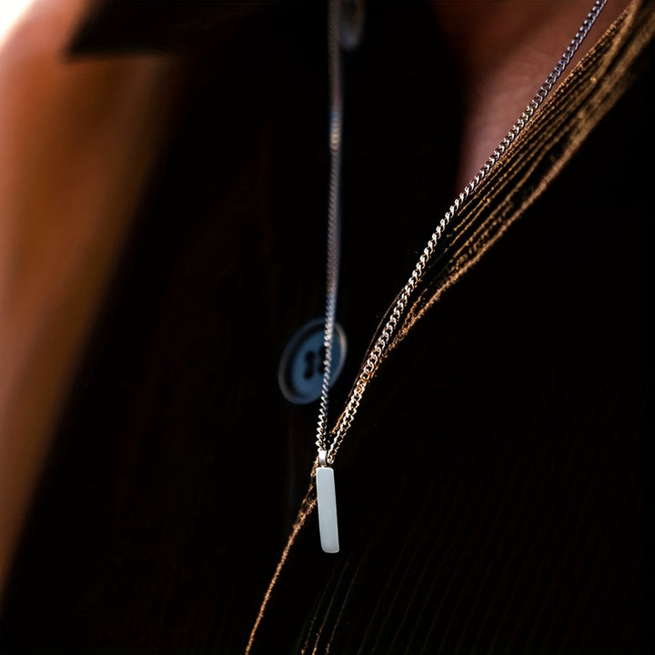 Heren Ketting | Vierkante Hanger | Verguld & RVS | Minimalistisch & Luxueus