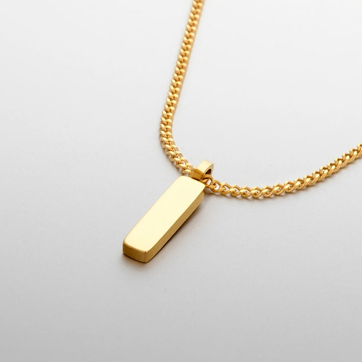 Heren Ketting | Vierkante Hanger | Verguld & RVS | Minimalistisch & Luxueus